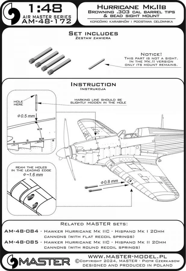 Hawker Hurricane Mk.IIb - barrel tips & bead sight mount 1:48
