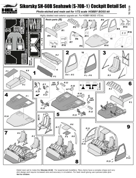 Sikorsky SH-60B (S-70B-1) Sea Hawk Cockpit set 1:72