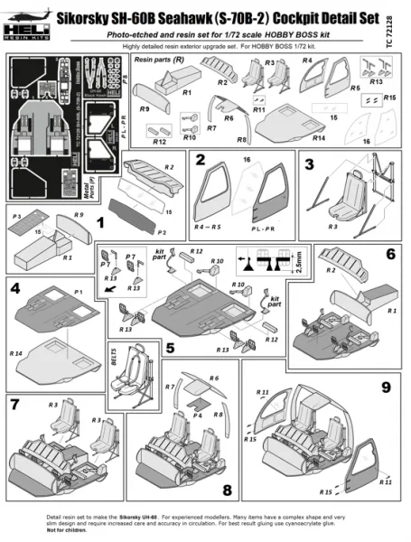 Sikorsky SH-60B (S-70B-2) Seahawk Cockpit set 1:72