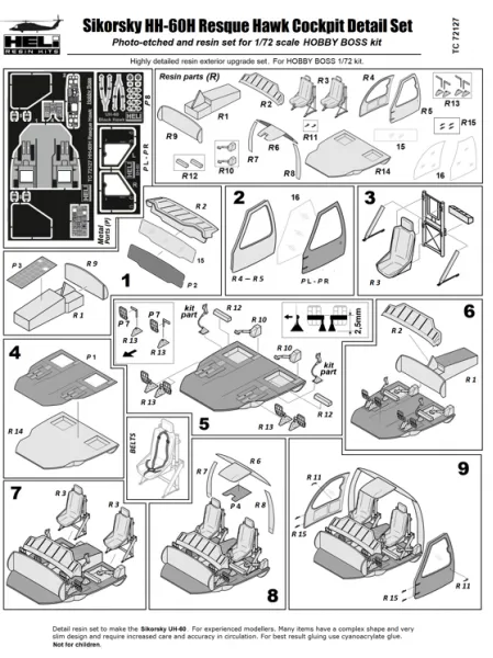 Sikorsky HH-60H Resque Hawk Cockpit set 1:72