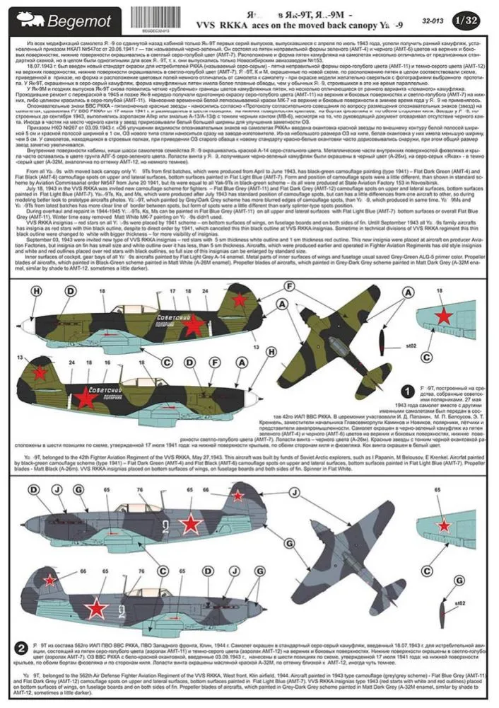 Yakovlev Yak-9T decals 1:32