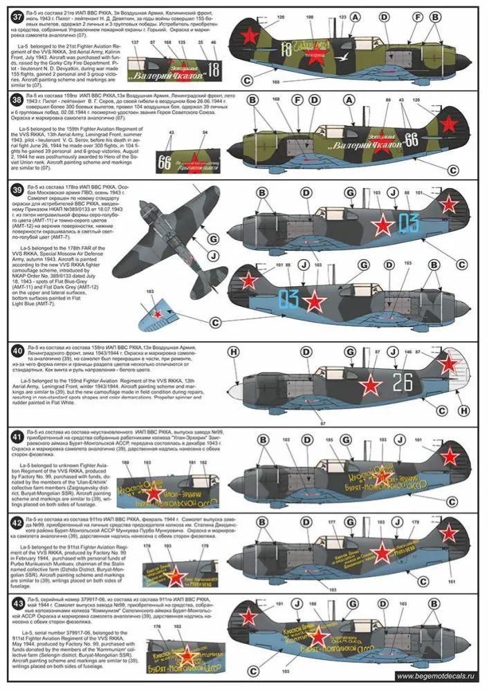 Lavochkin La-5 dacals 1:72