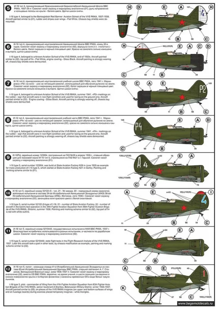 Polikarpov I-16 typen 4, 5, 12 1:48