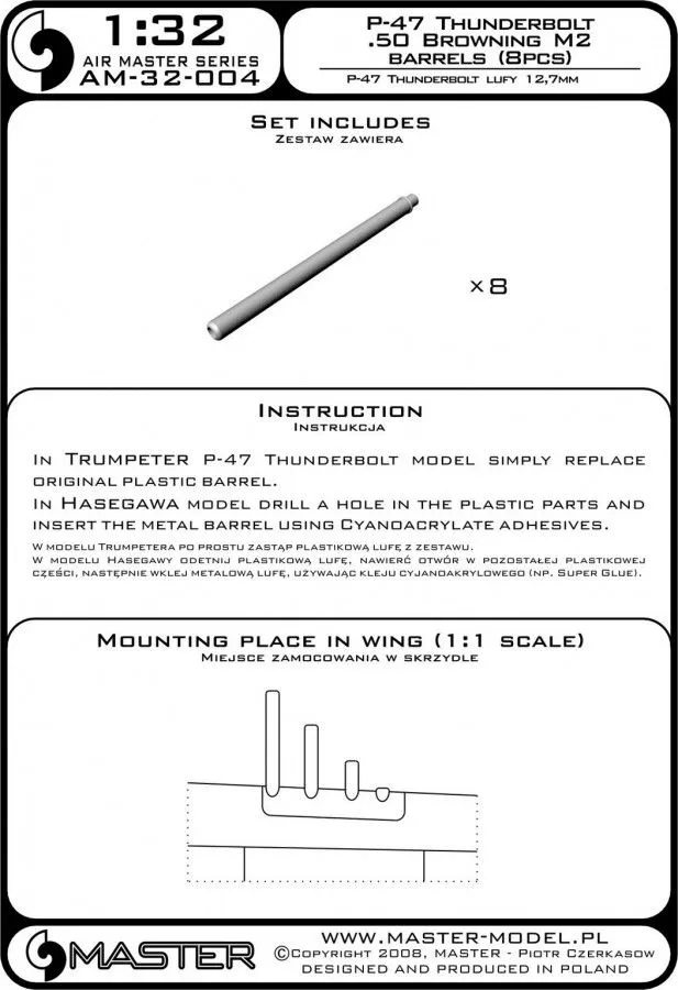 P-47 Thunderbolt .50 Browning M2 barrels 1:32