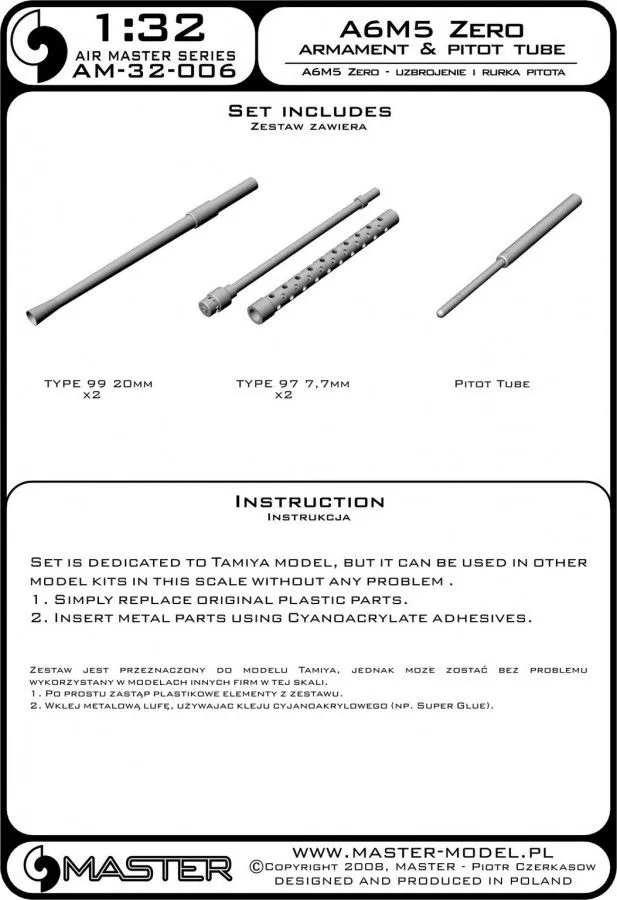A6M5 Zero armament set and Pit tube 1:32