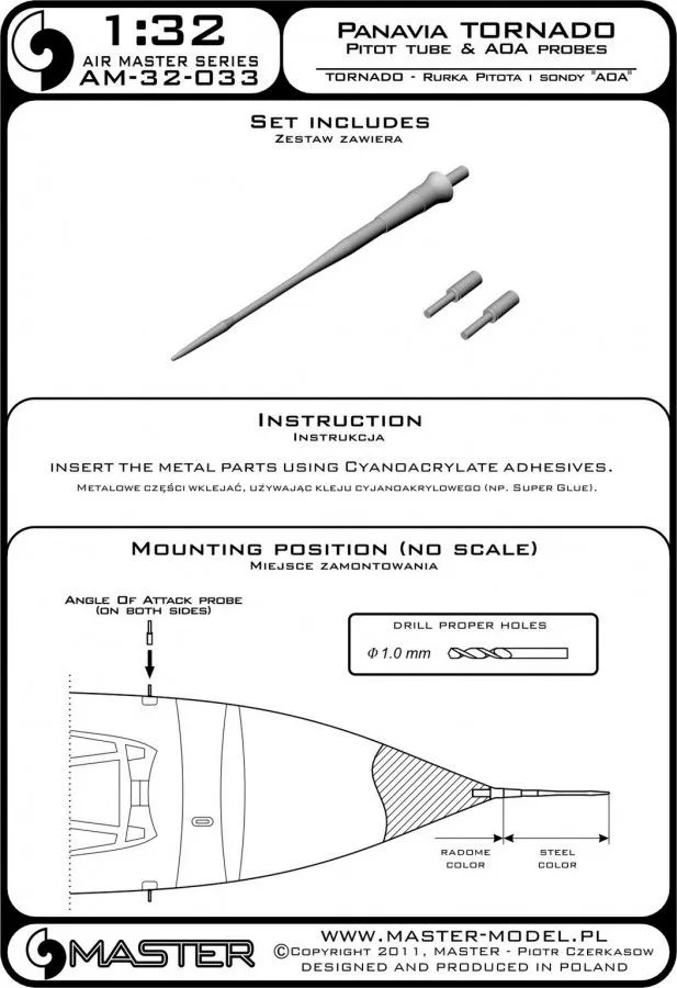 Panavia Tornado Pitot Tube & Angle Of Attack probes 1:32