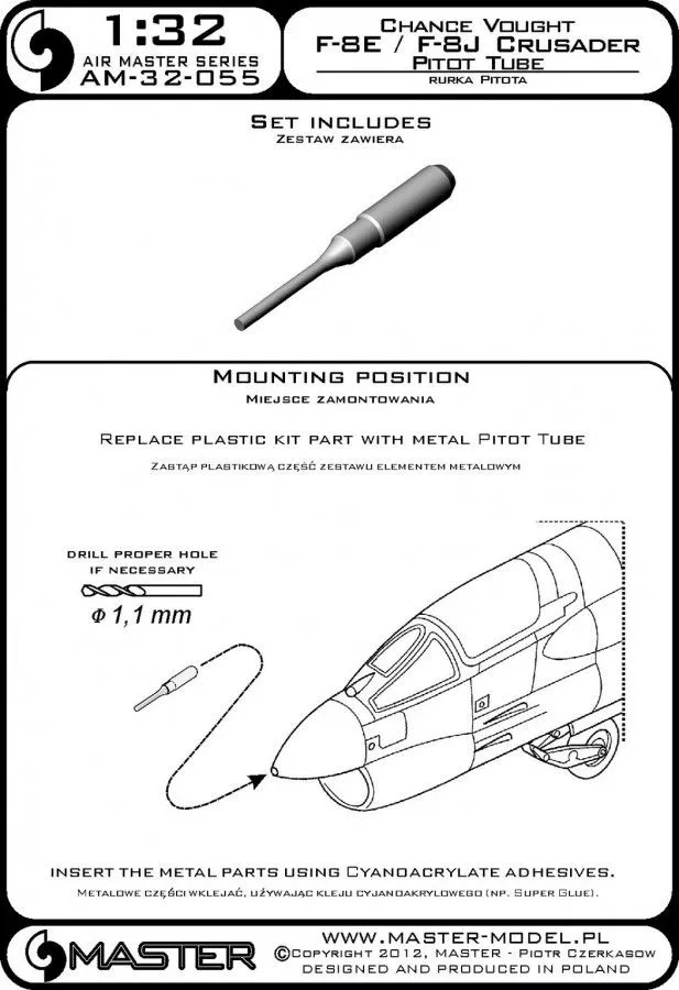 F-8E, J Crusader - Pitot Tube 1:32