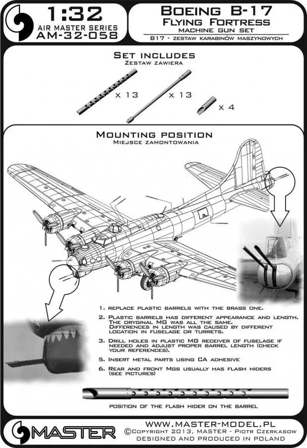 B-17 Flying Fortress - machine gun set - 1:32