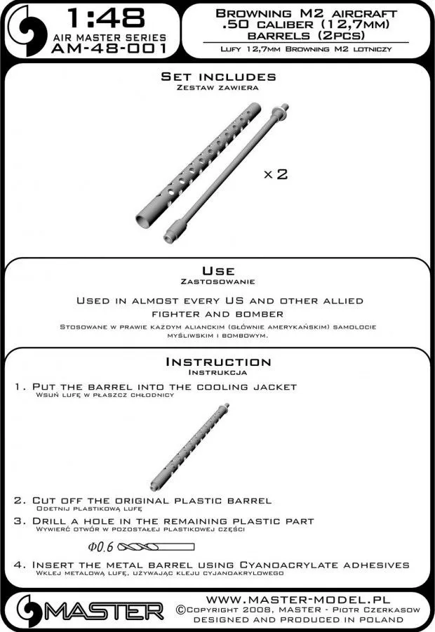 Browning M2 aircraft .50 caliber (12.7mm) barrels 1:48