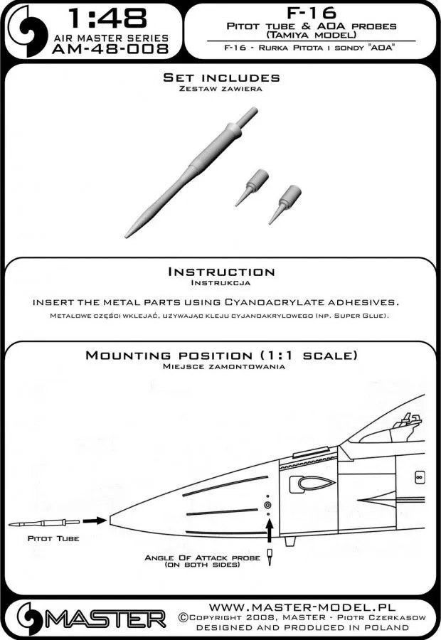 F-16 Pitot tube & Angle Of Attack probes 1:48