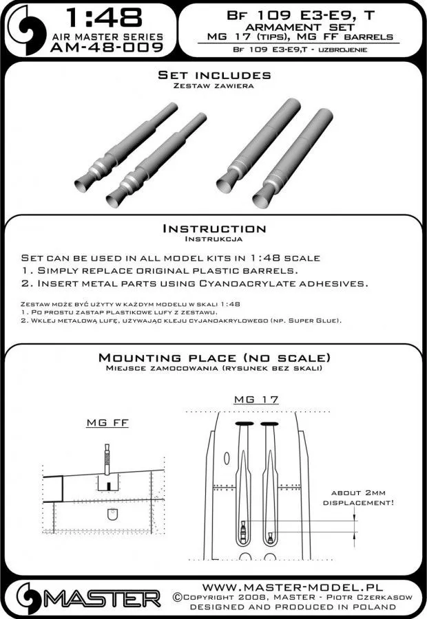Bf 109E3 - E9, T armament set 1:48