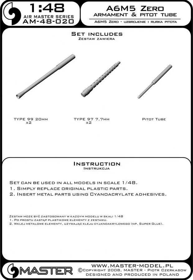 A6M5 Zero armament set & Pitot 1:48