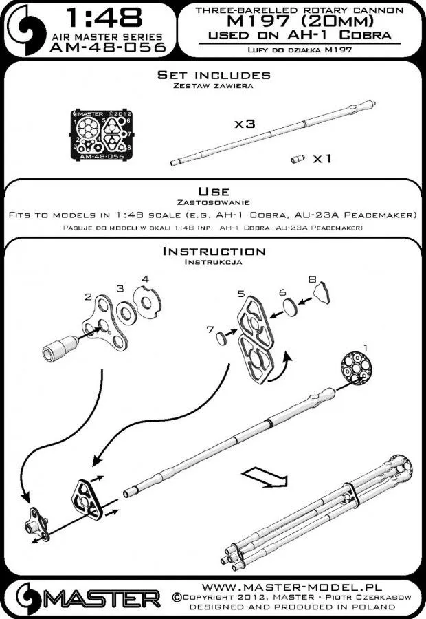 M197 - Three-barrelled rotary 20mm cannon 1:48