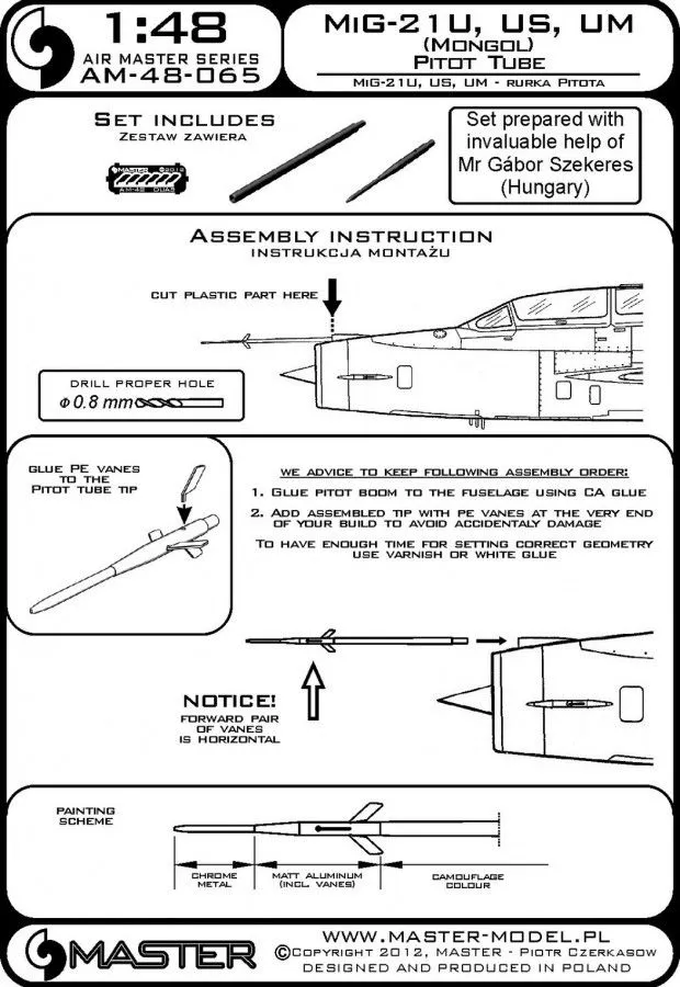 MiG-21U, US, UM (Mongol) - Pitot Tube 1:48