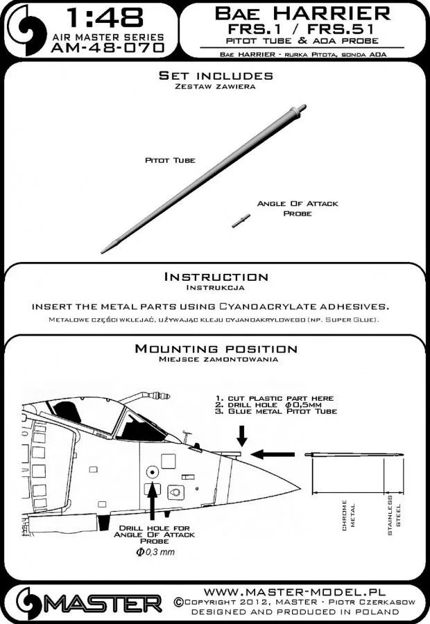 Harrier FRS.1 / FRS.51 - Pitot Tube & A.O.A. probe 1:48