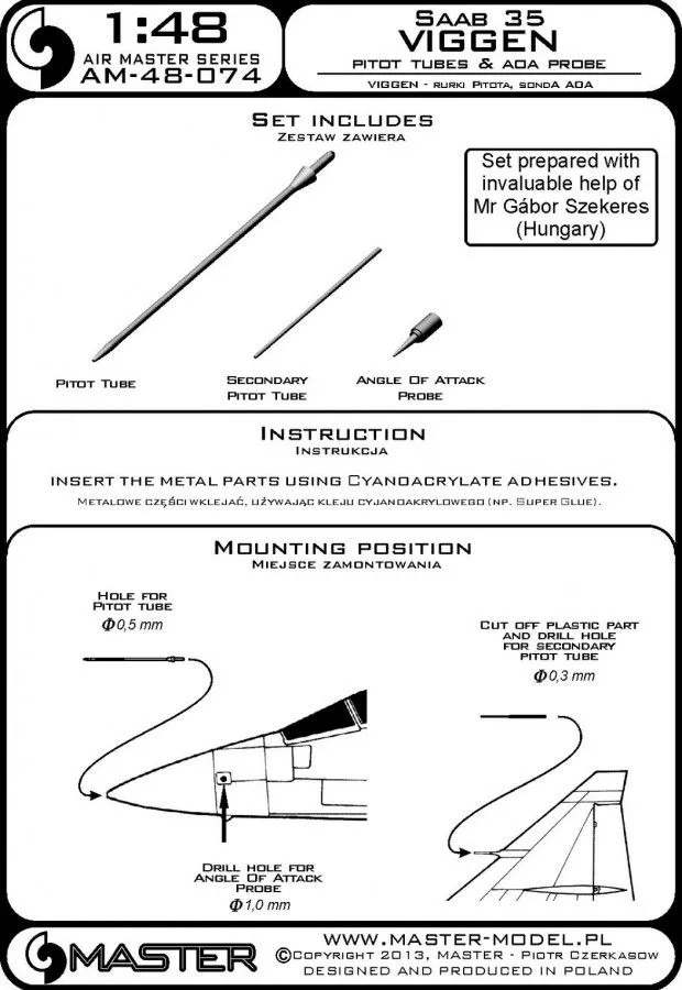 SAAB 37 Viggen - Pitot Tubes & Angle Of Attack probe 1:48