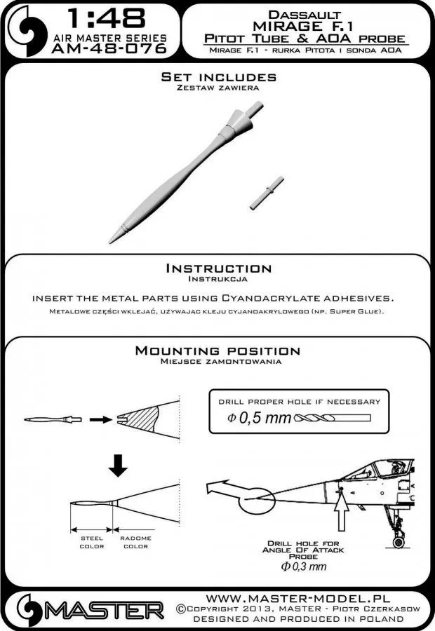 Mirage F.1 - Pitot Tube & Angle Of Attack probe 1:48
