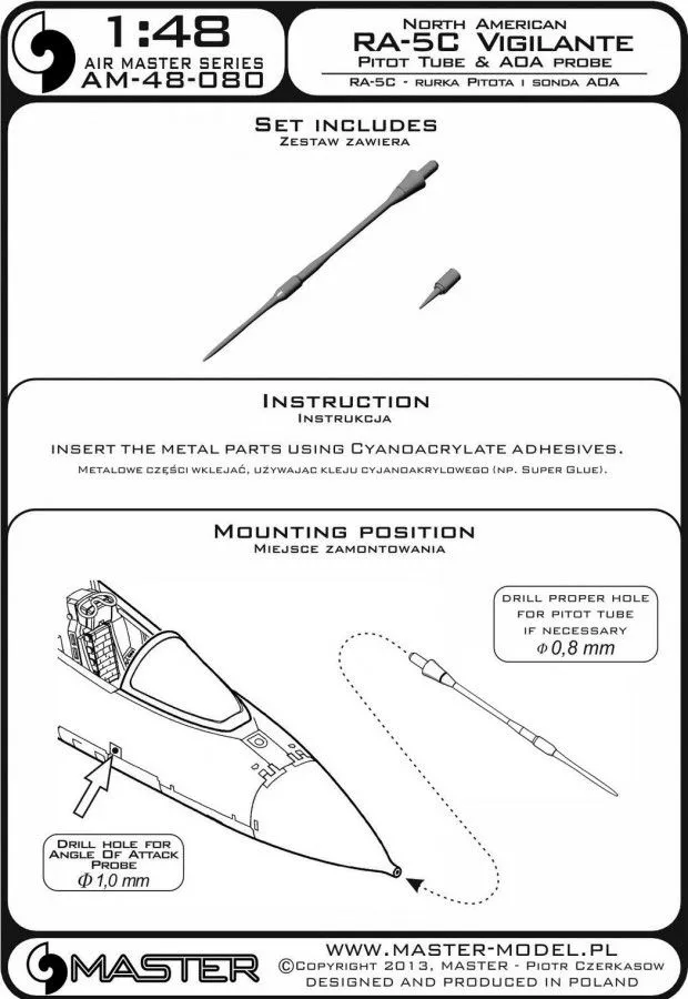 RA-5C Vigilante - Pitot Tube & Angle Of Attack probe 1:48
