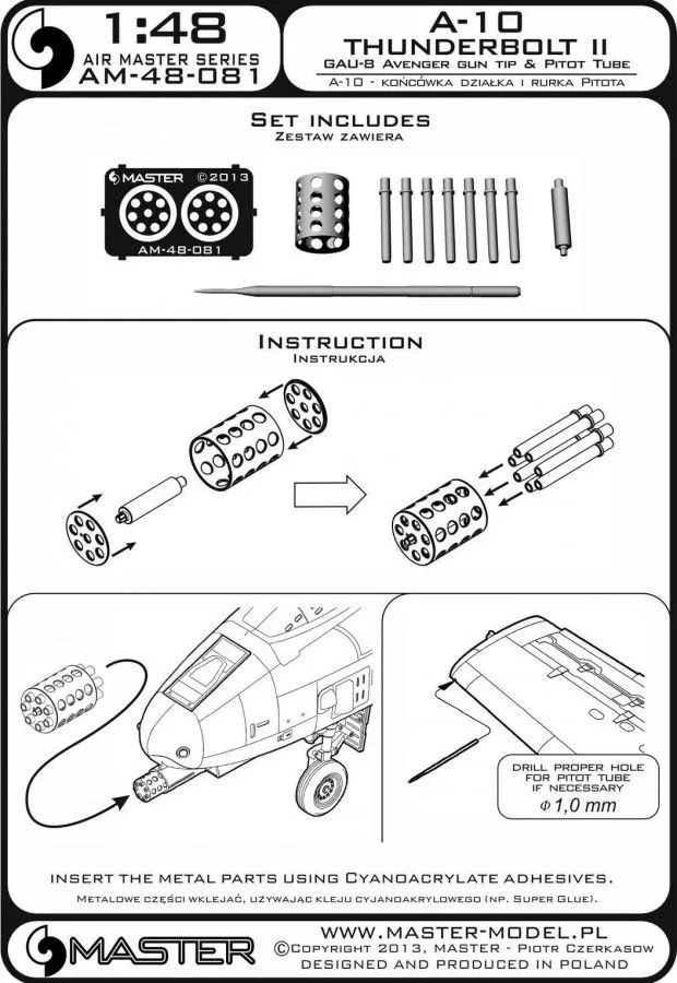 A-10 Thunderbolt II - GAU-8 gun and Pitot 1:48