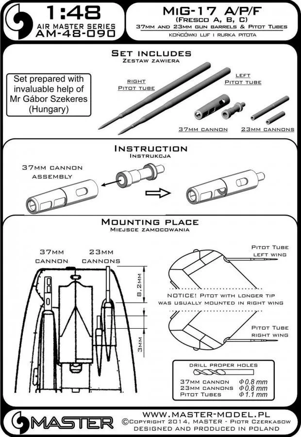 MiG-17A/P/F "Fresco" - gun barrels & pitot tubes 1:48