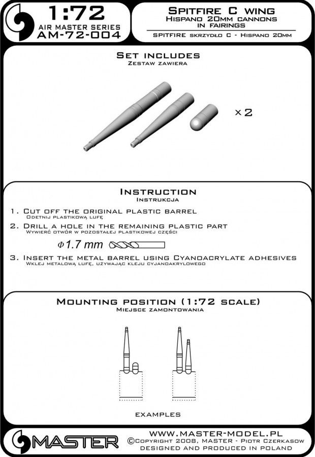 Supermarine Spitfire C wing - Hispano 20mm cannons 1:72