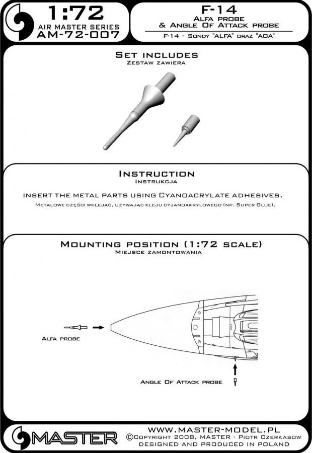 F-14 Alfa probe & Angle Of Attack probe 1:72