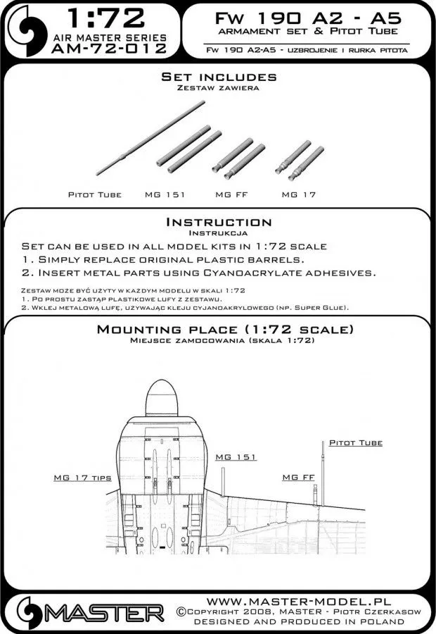 Fw 190A-2 - A-5 armament set & Pitot Tube 1:72