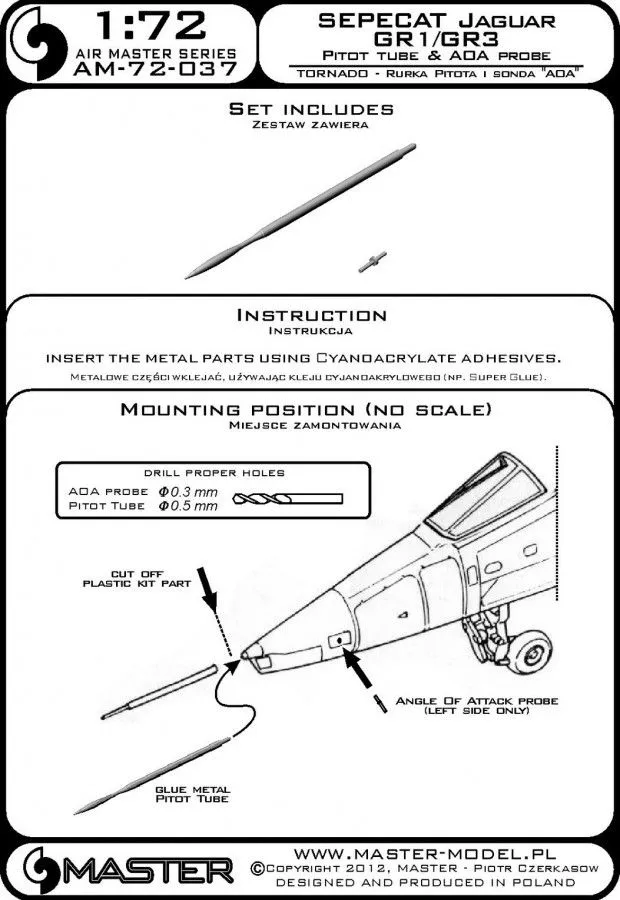 Jaguar GR1/GR3 Pitot Tube & A. Of A. probe 1:72