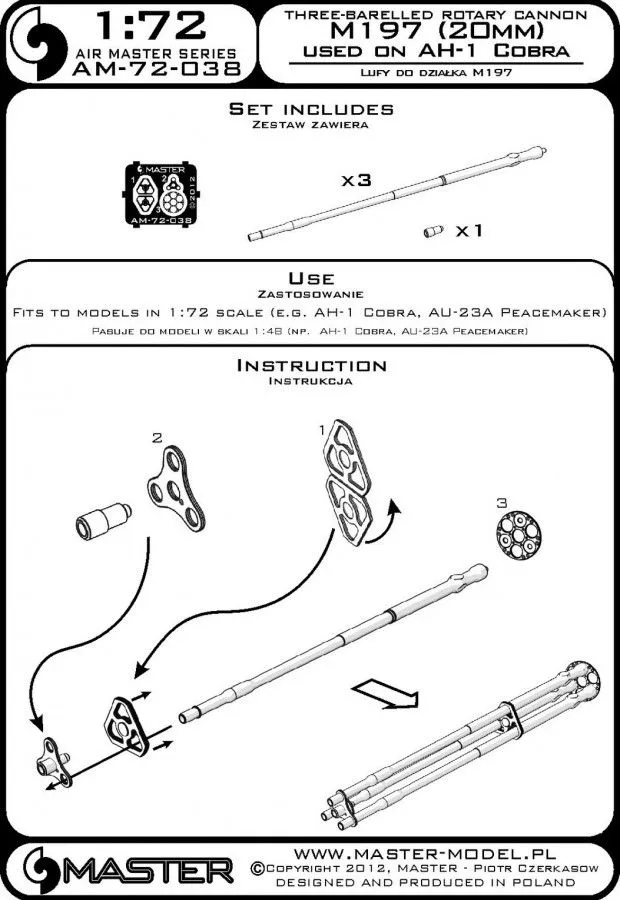 M197 - Three-barrelled rotary 20mm cannon (AH-1) 1:72