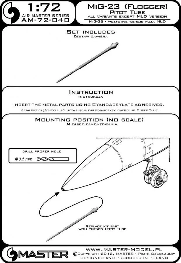 MiG-23 Flogger - Pitot Tube (all v. except MLD) 1:72