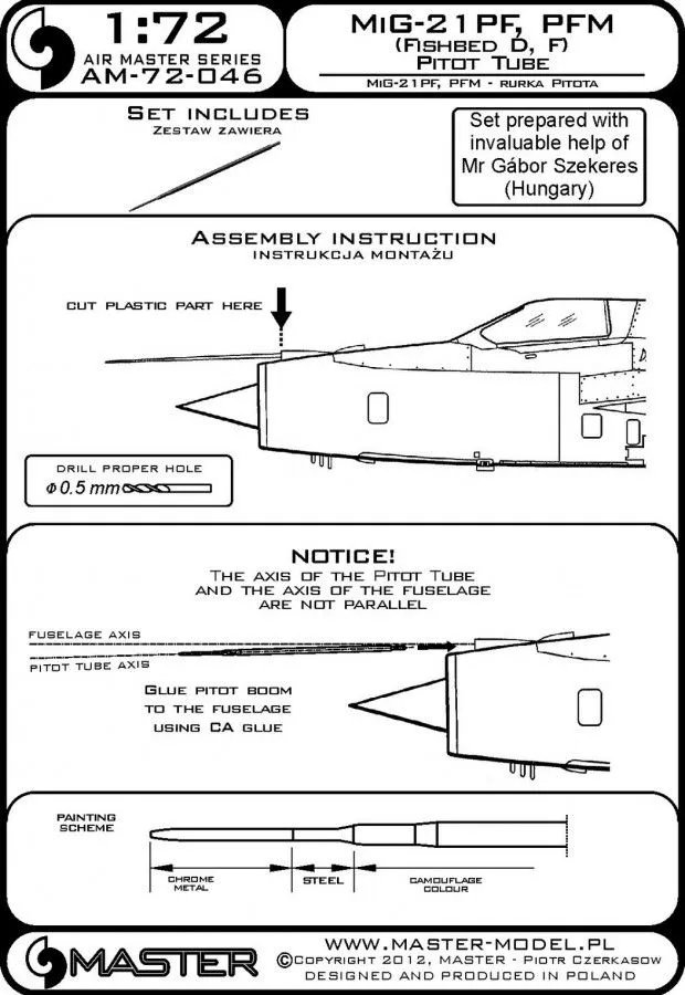 MiG-21PF, PFM (Fishbed D, F) - Pitot Tube 1:72