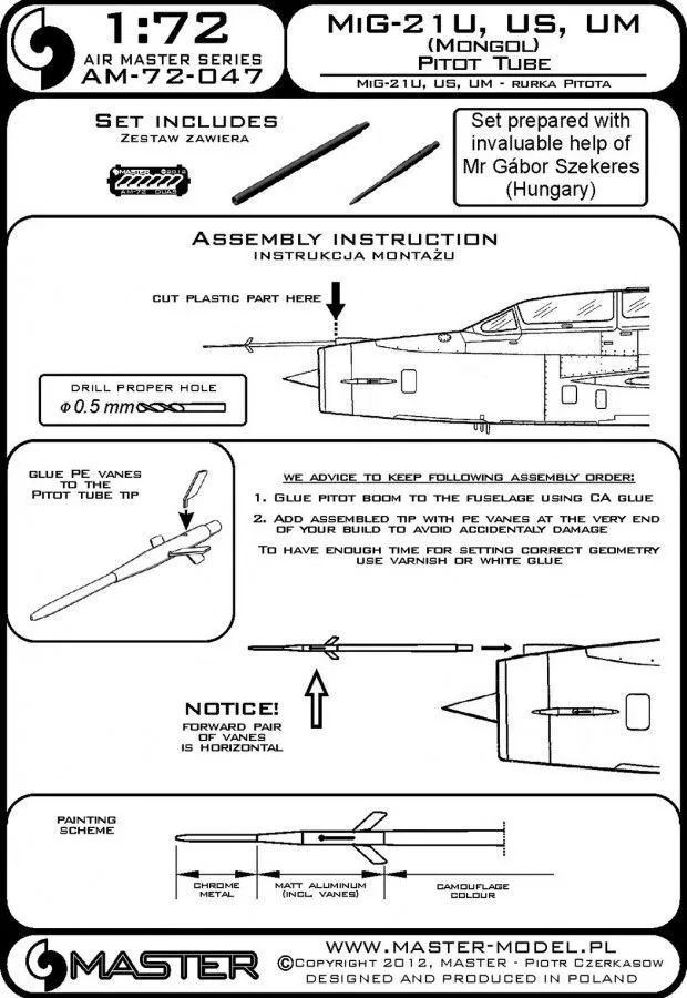 MiG-21 U, US, UM (Mongol) - Pitot Tube 1:72
