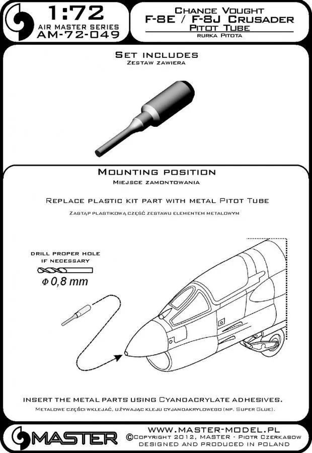 F-8E, J Crusader - Pitot Tube 1:72