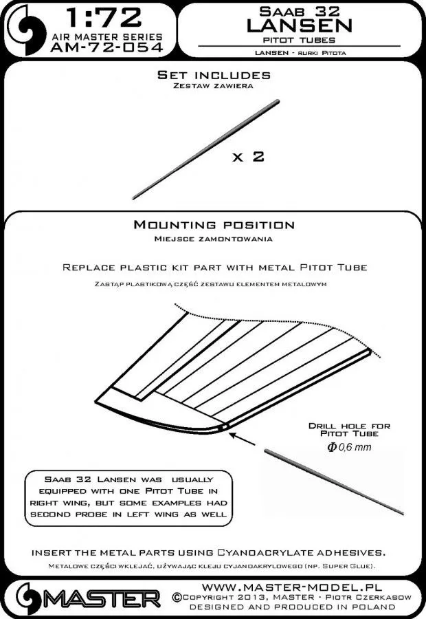 SAAB 32 Lansen - Pitot Tubes 1:72