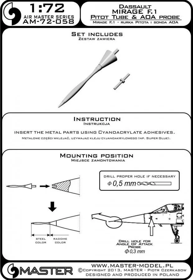 Mirage F.1 - Pitot Tube & Angle Of Attack 1:72