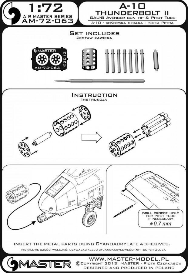 A-10 GAU-8 gun tip & Pitot Tube 1:72