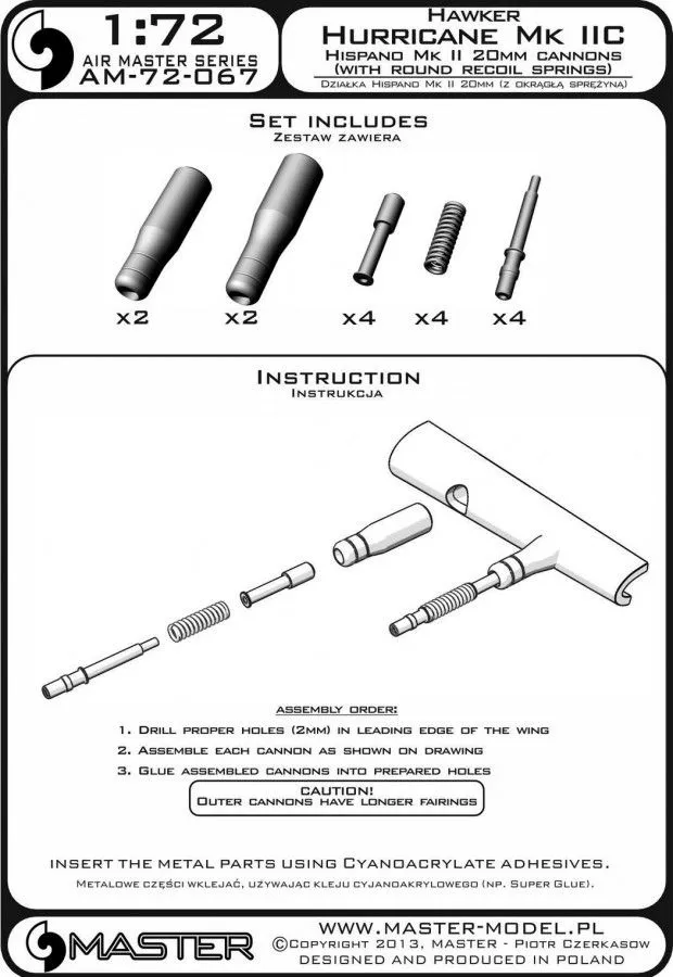 Hurricane Mk IIC - Hispano Mk II 20mm cannons 1:72