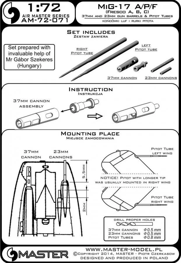 MiG-17A/P/F - gun barrels & pitot tubes 1:72