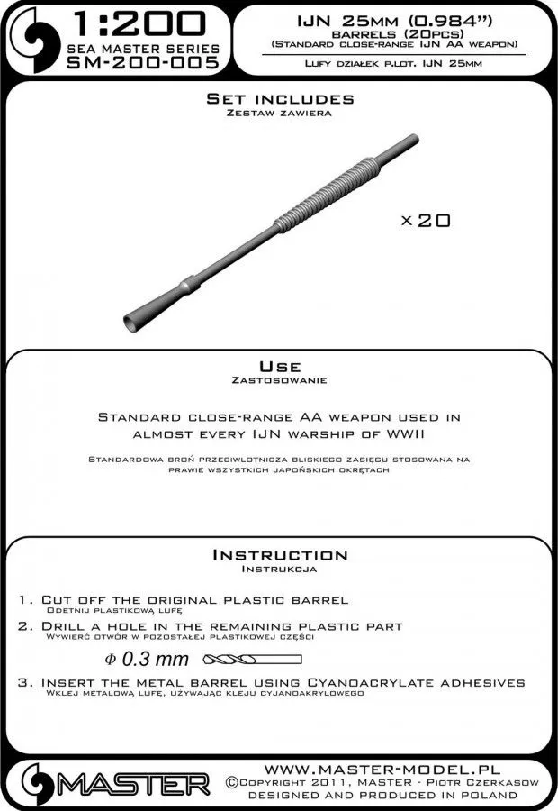 IJN 25mm (0.984in) barrels (20pcs) 1:200