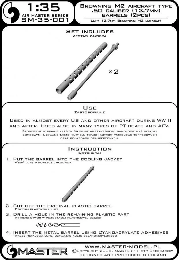 Browning M2 aircraft .50 caliber (12.7mm) barrels 1:35