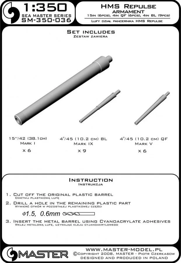 HMS Repulse armament set 1:350