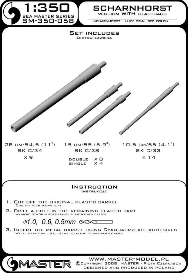Scharnhorst armament with blastbags 1:350
