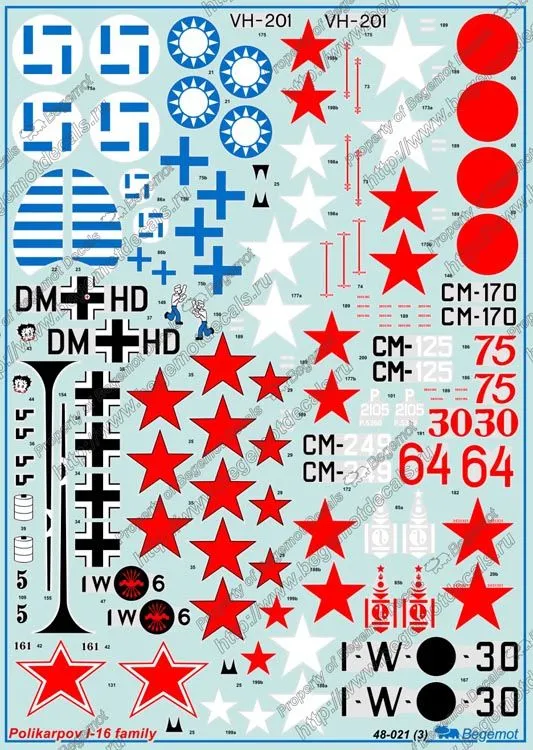 Polikarpov I-16 family Decals 1:48