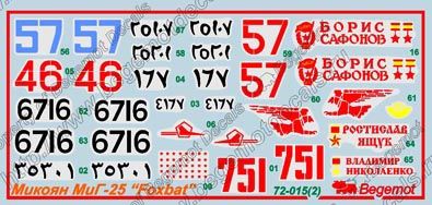 MiG-25 Foxbat family decals 1:72