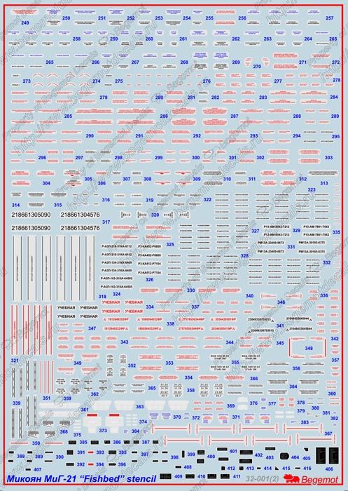 MiG-21 "Fishbed" complete stencil 1:32