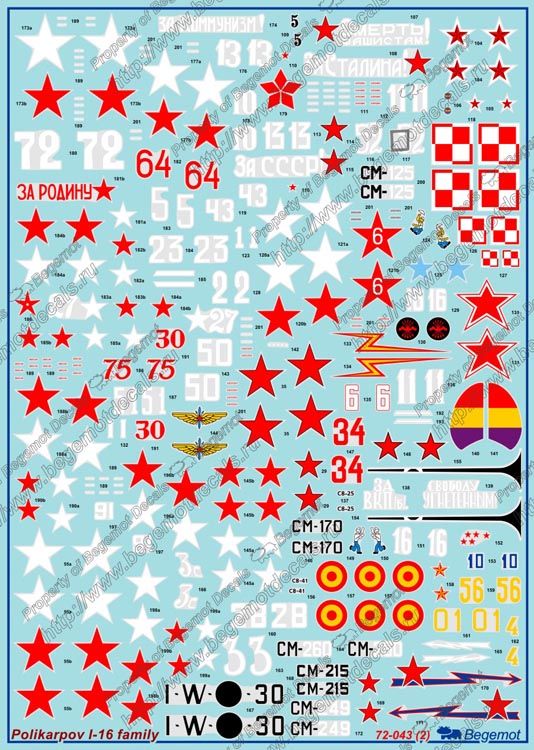 Polikarpov I-16 family Decals 1:72