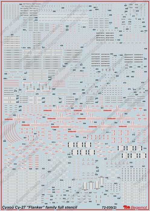Su-27 "Flanker" family full stencil 1:72