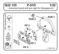 P-51D Instrument panel w/ gun sight 1:32
