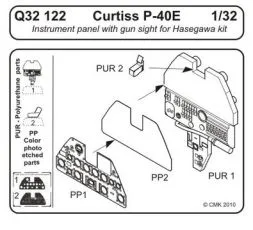 P-40E Instrument panel with gun sight for Hasegawa 1:32