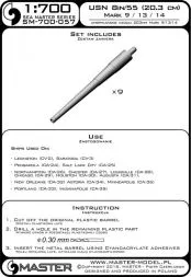 USN 8in/55 (20.3 cm) Mark 9 barrels 1:700